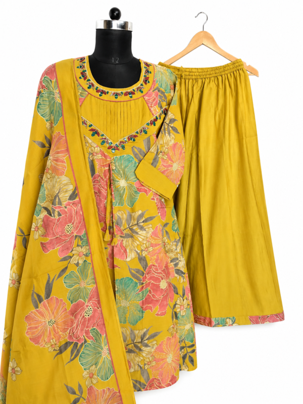 Party Wear Multi colour A Line with stone work and embroidery With Plazo