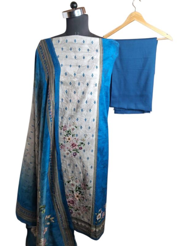 Blue Colour 3D Print with bottom and dupatta