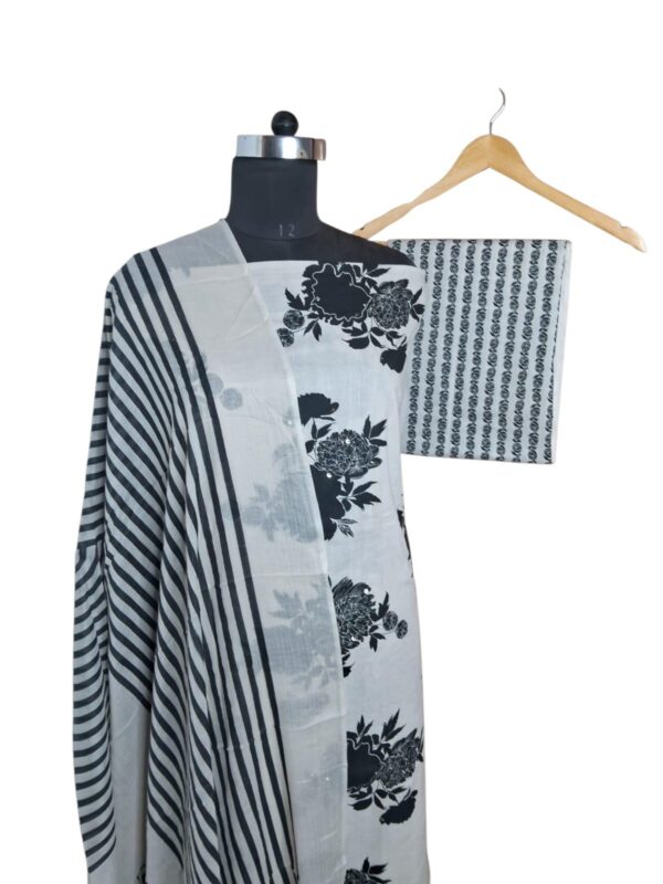 Black and Grey colour Suit printed Dupatta and bottom