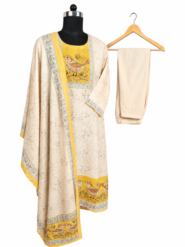 Mull Cotton Suit Patch with embroidery work Pant and dupatta